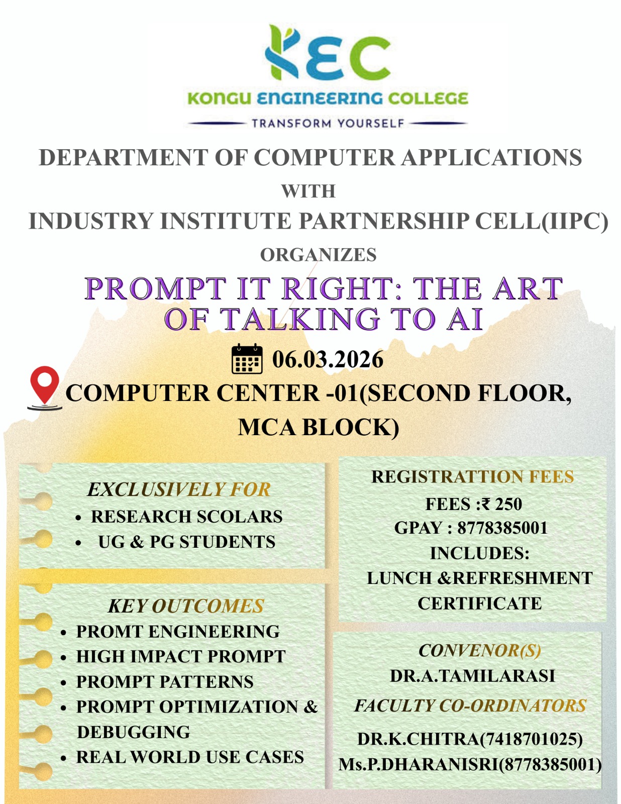 Prompt It Right:The Art of Talking to AI 2026 Workshop Poster 